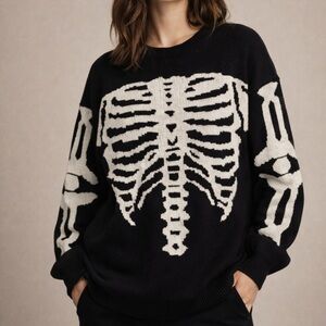 Black Skeleton Sweater sz M like new!